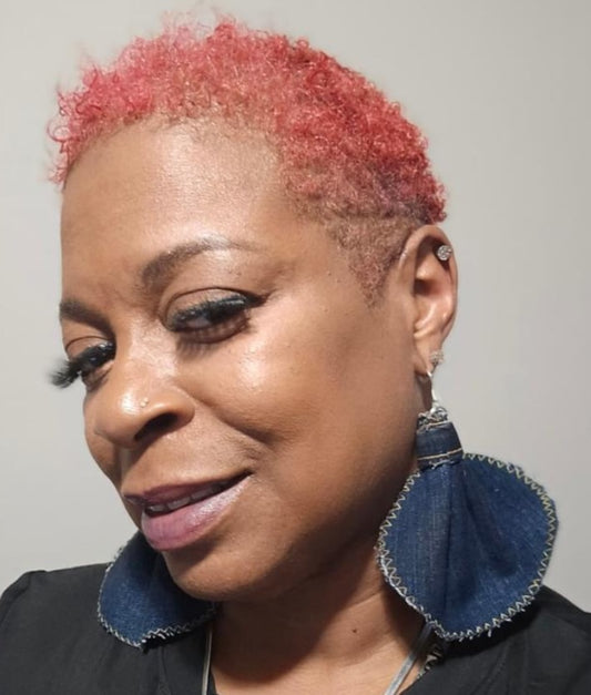 Large Denim Elephant Ear Earrings