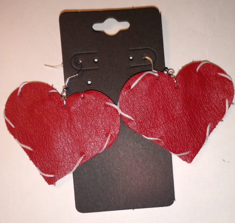 Medium Heart Leather Earrings