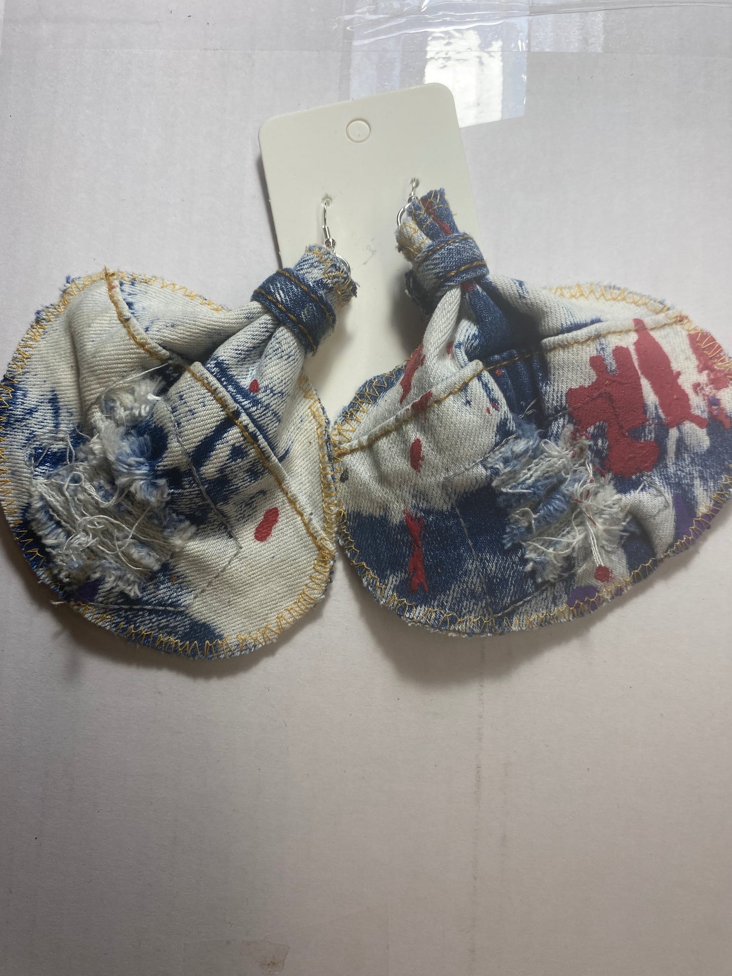 Large Denim Elephant Ear Earrings