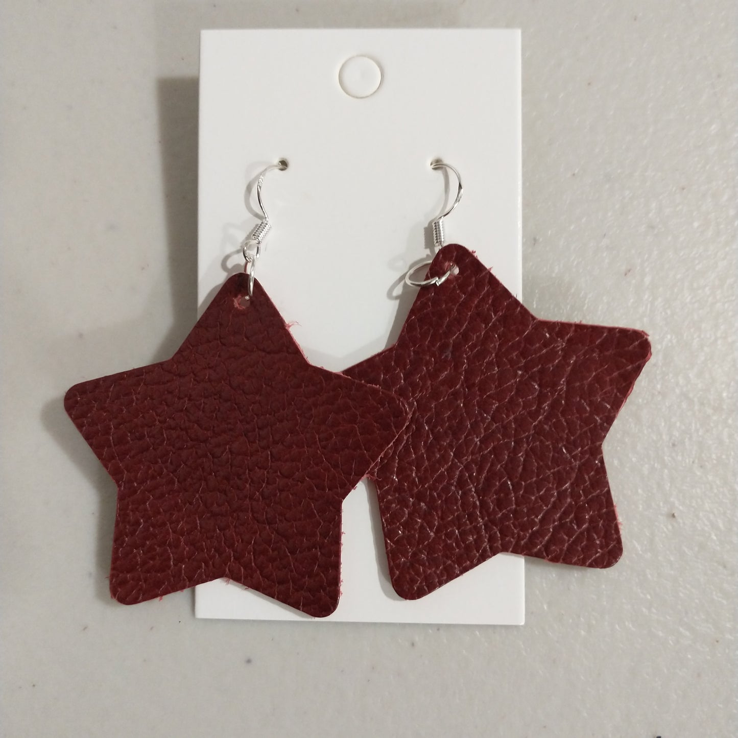 Medium Star Leather Earrings