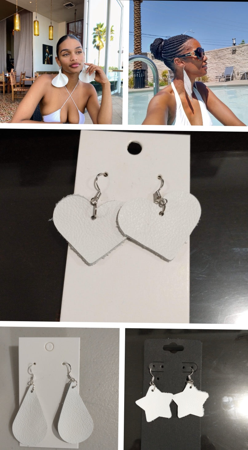 The White Leather Earrings Collection