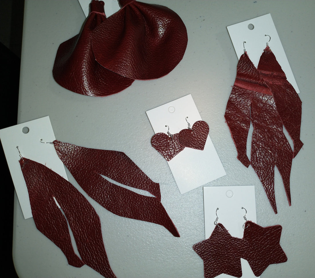 The Burgundy Leather Earrings Collection
