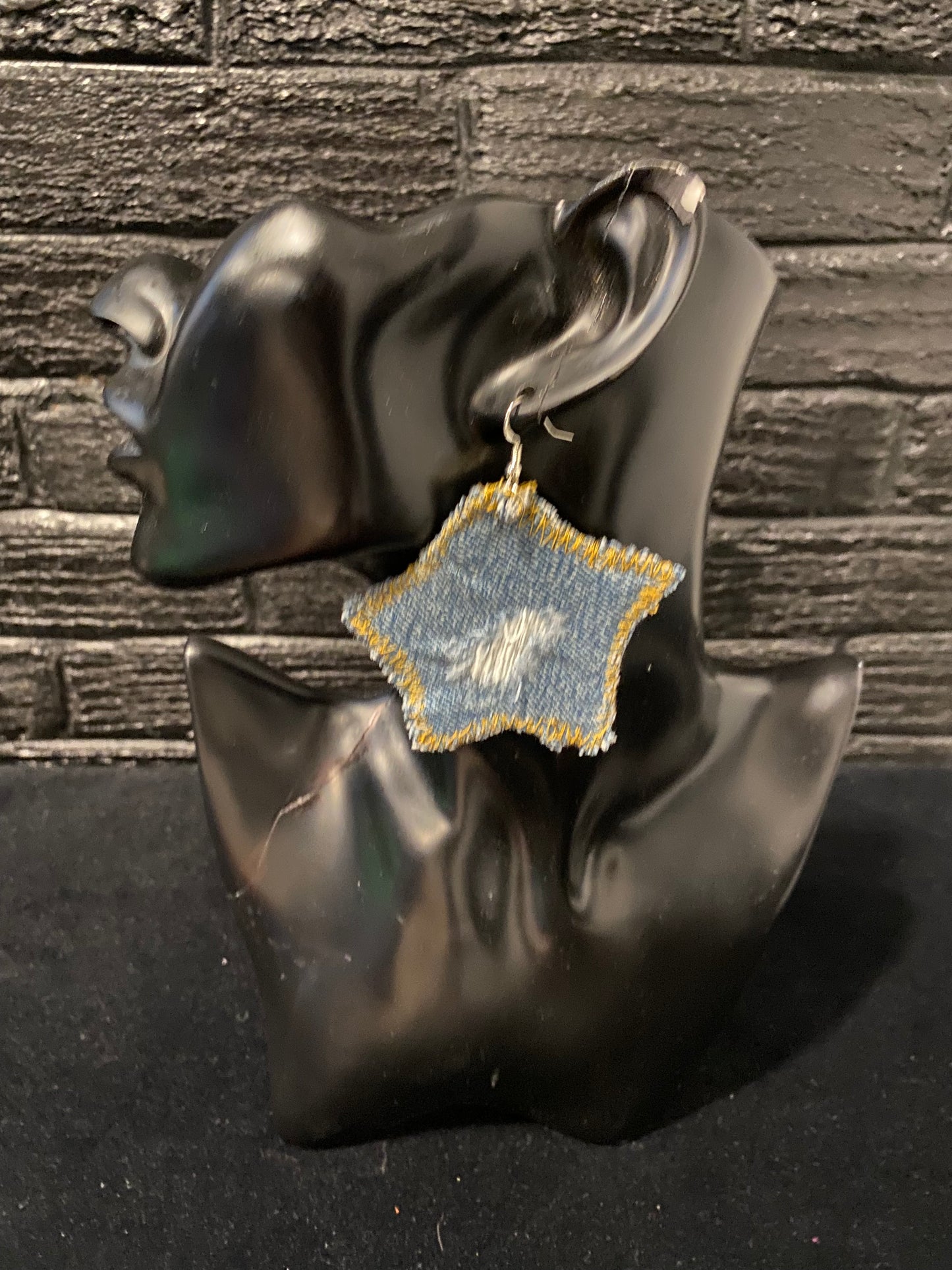 Medium Denim Star Earrings