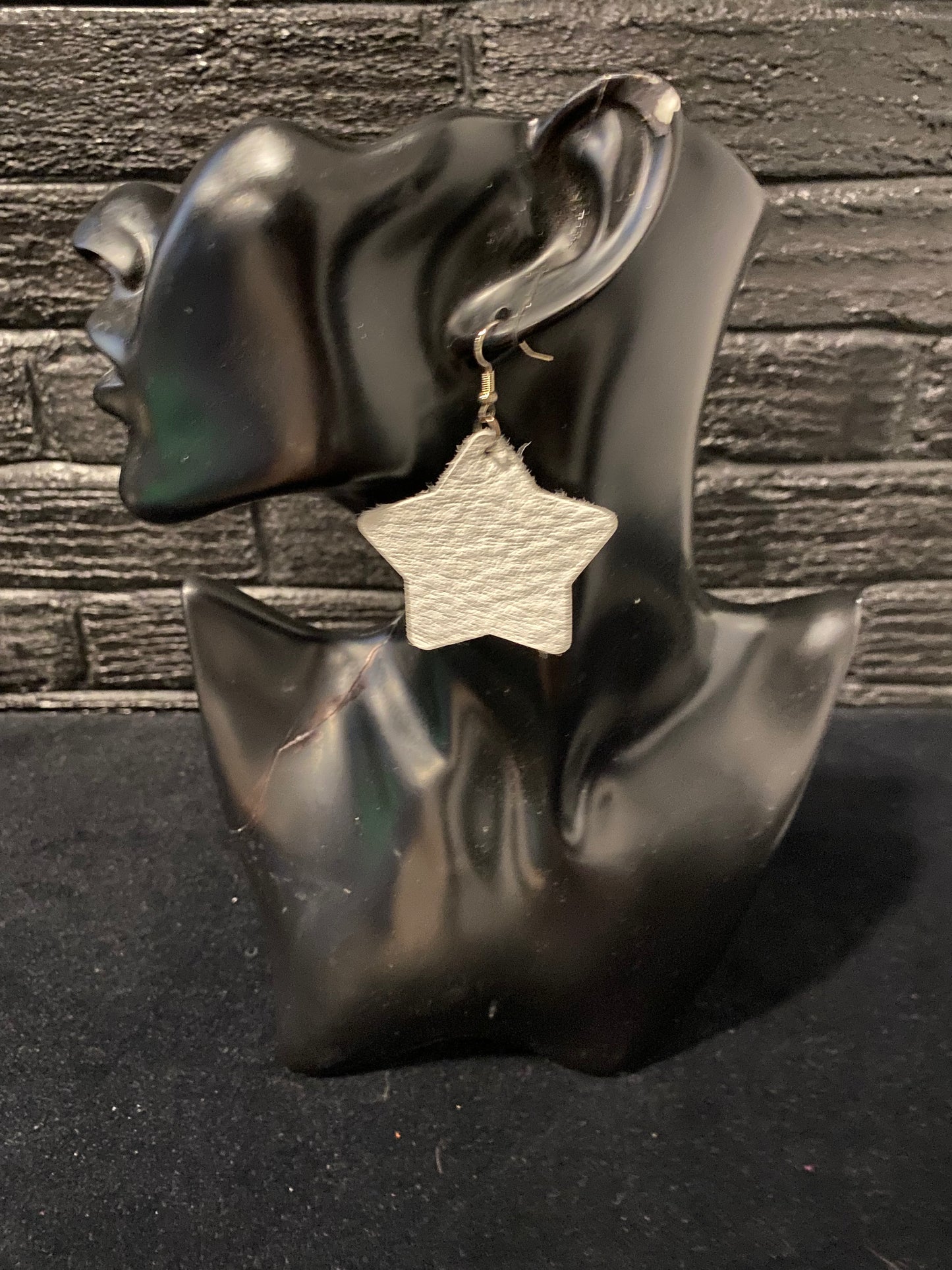 Medium Star Leather Earrings