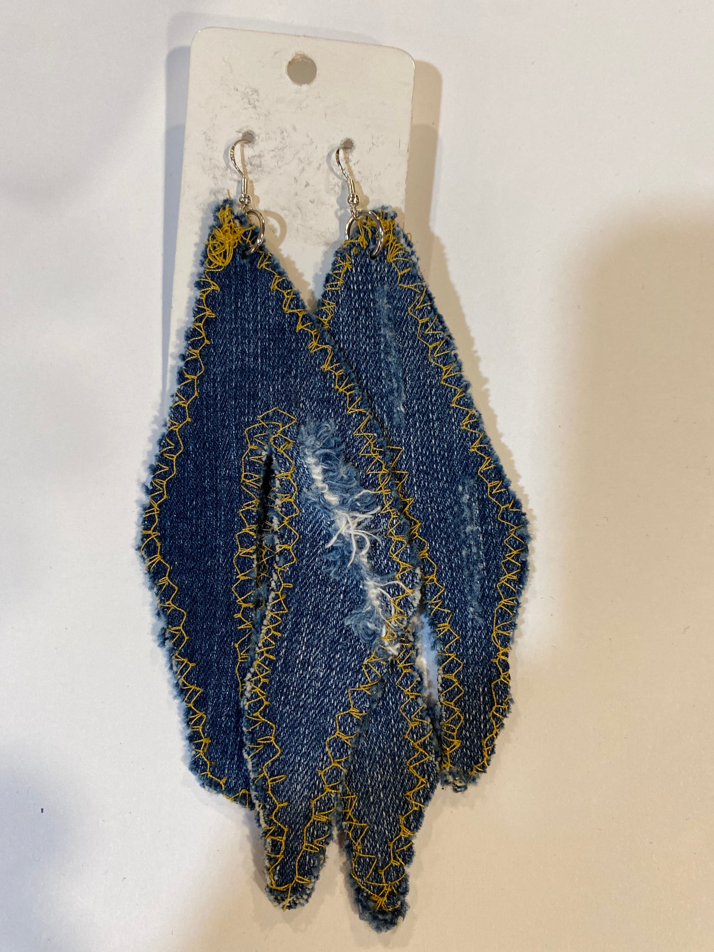 Large Denim High Heel Boot Earrings