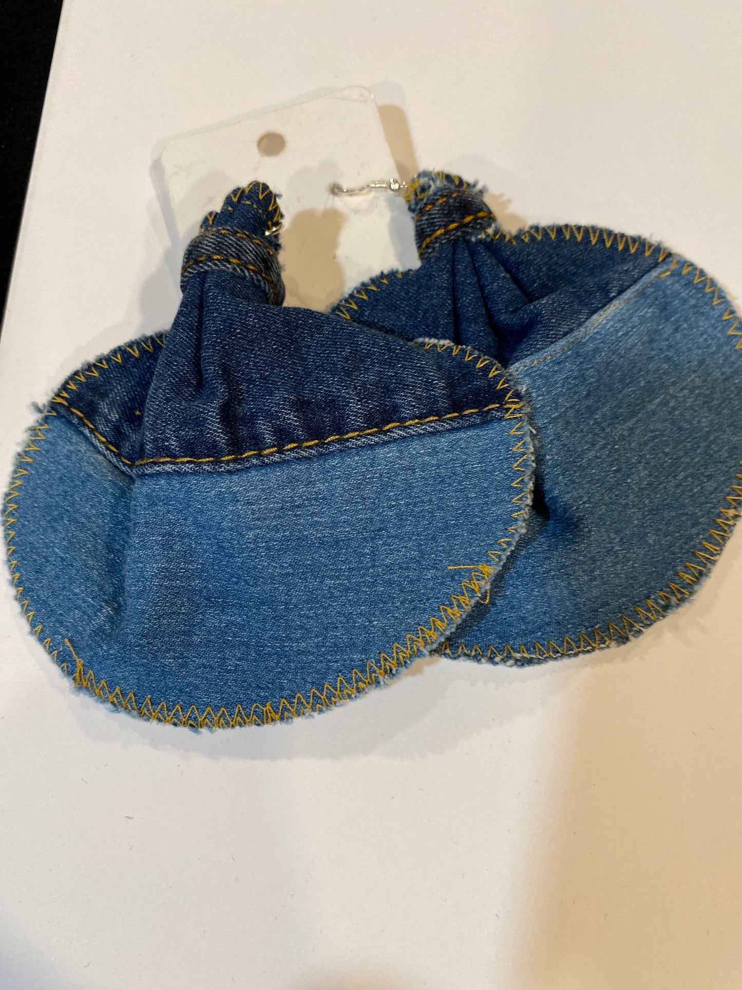 Large Denim Elephant Ear Earrings