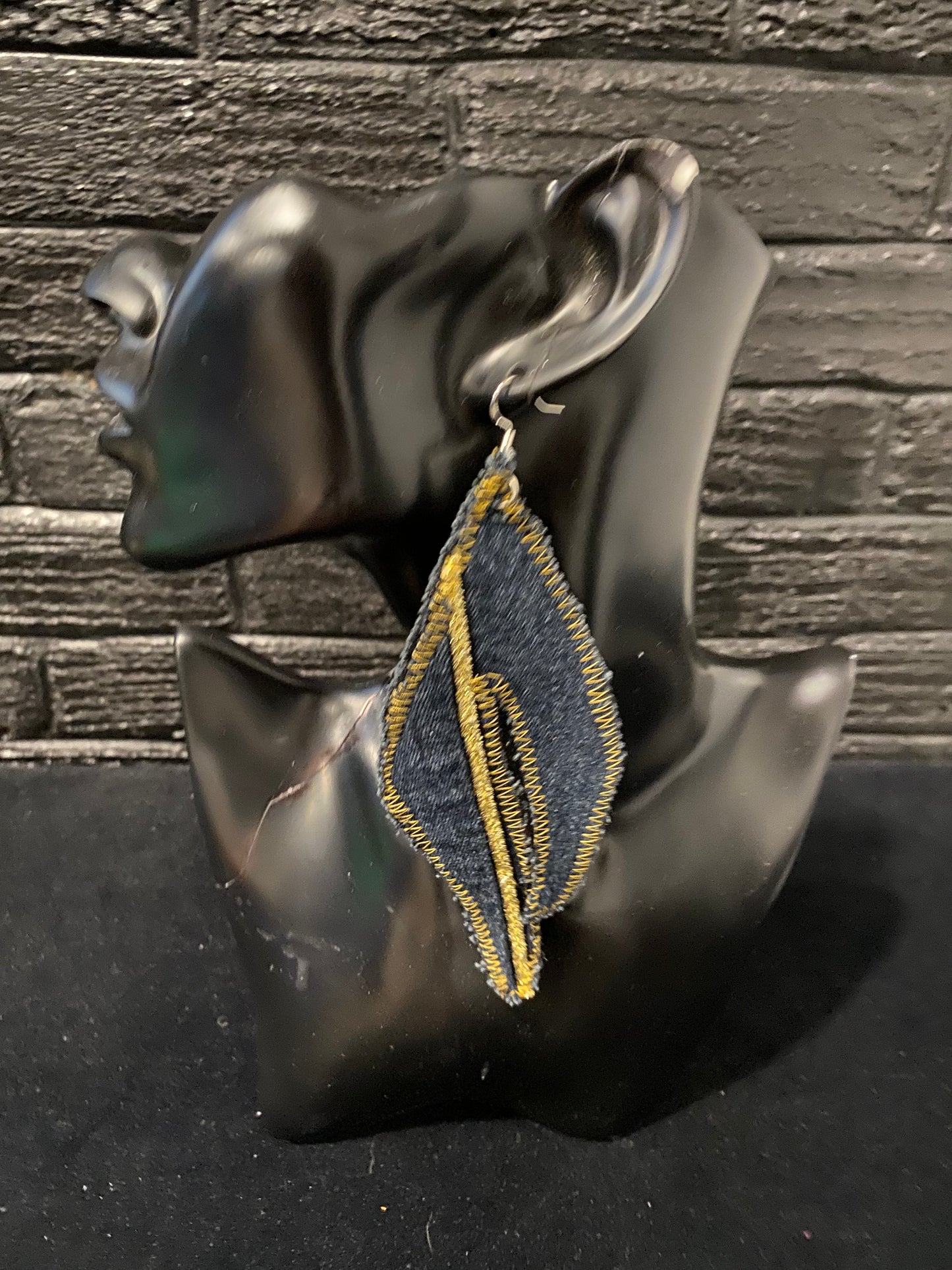 Large Denim High Heel Boot Earrings