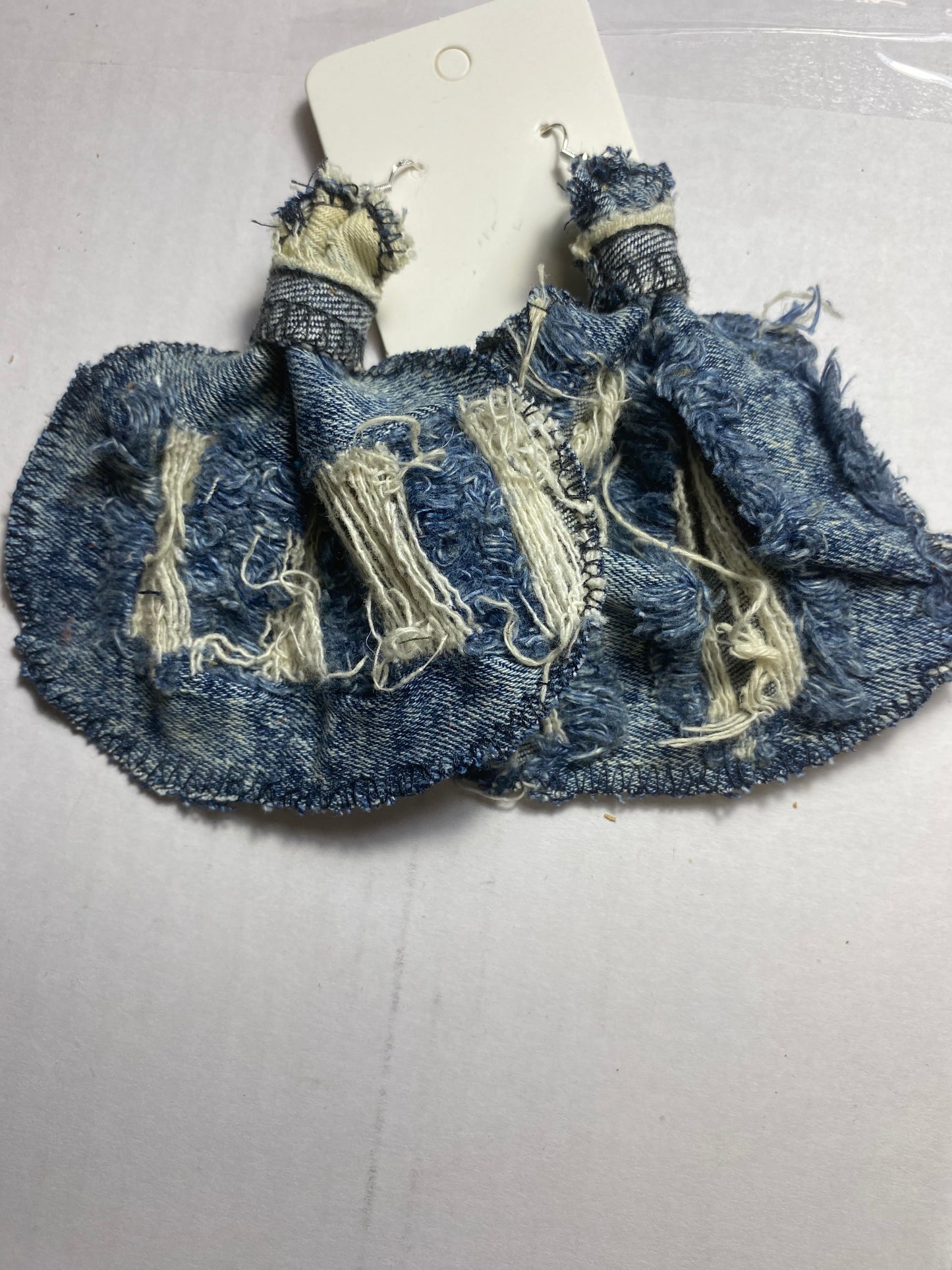 Large Denim Elephant Ear Earrings