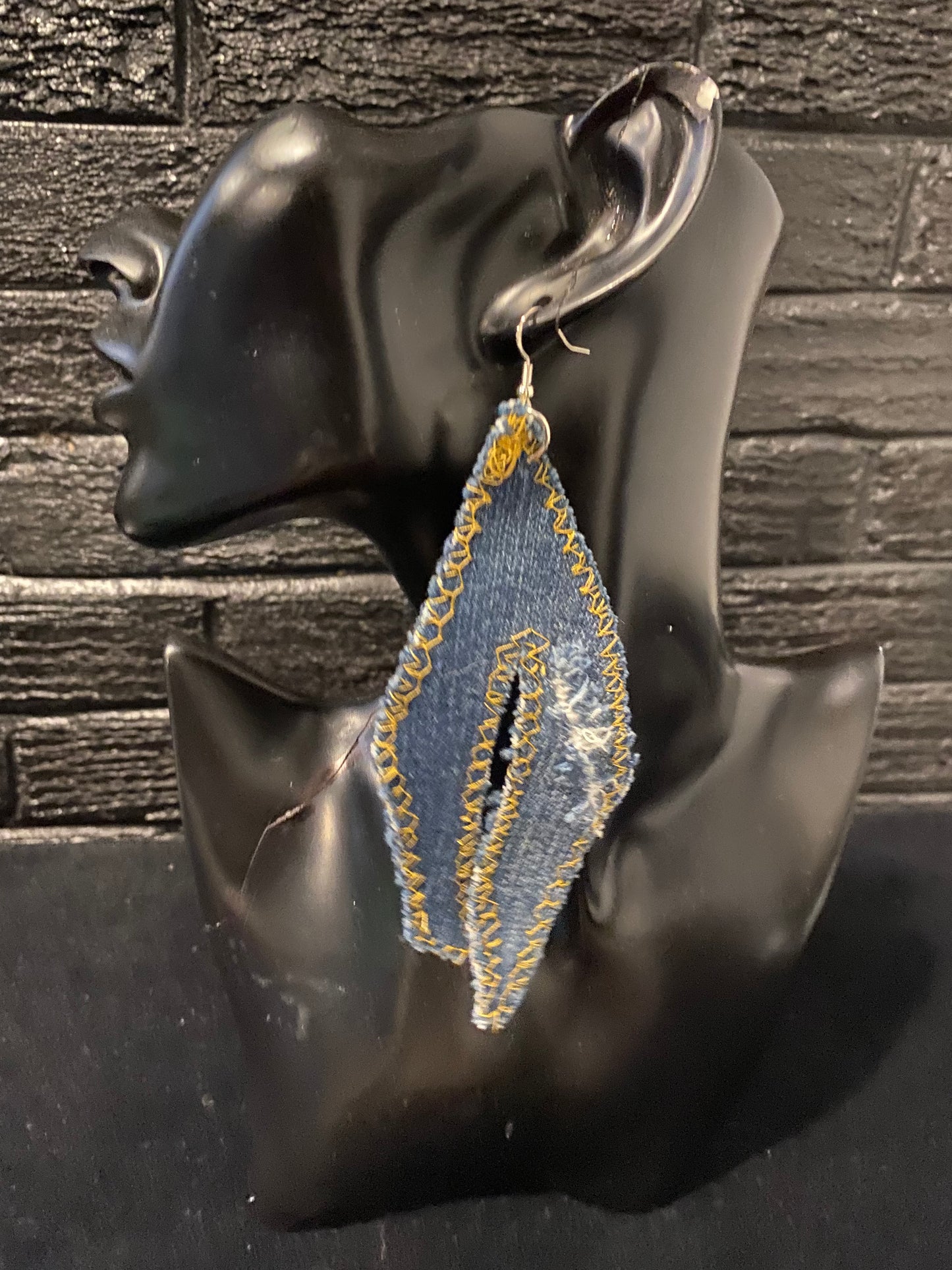 Large Denim High Heel Boot Earrings