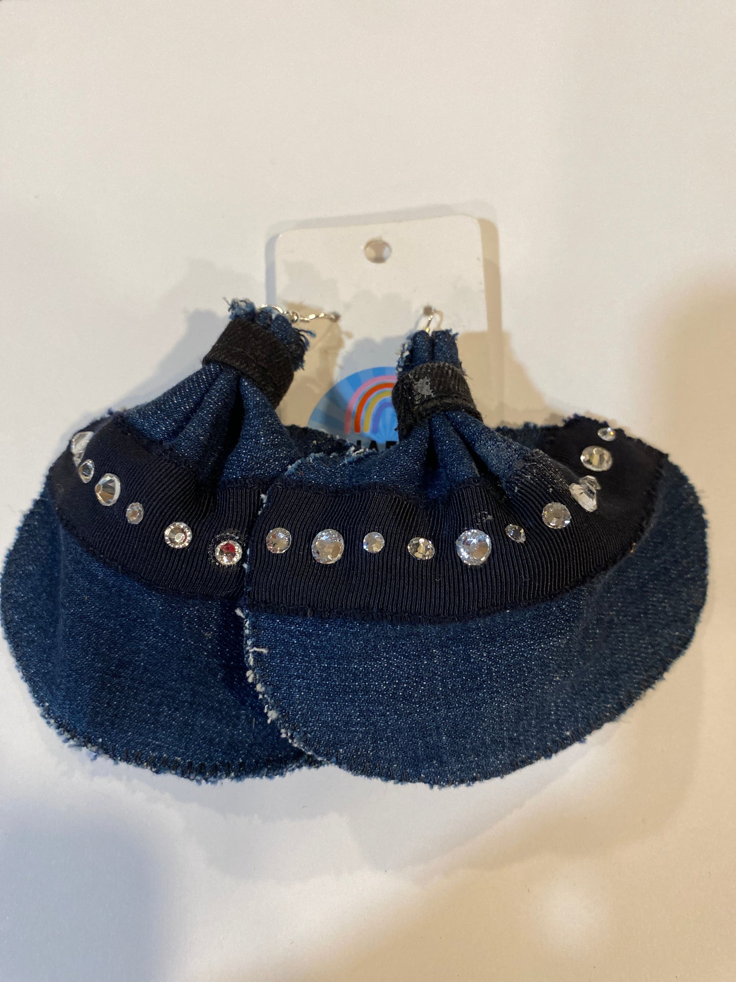 Large Denim Elephant Ear Earrings