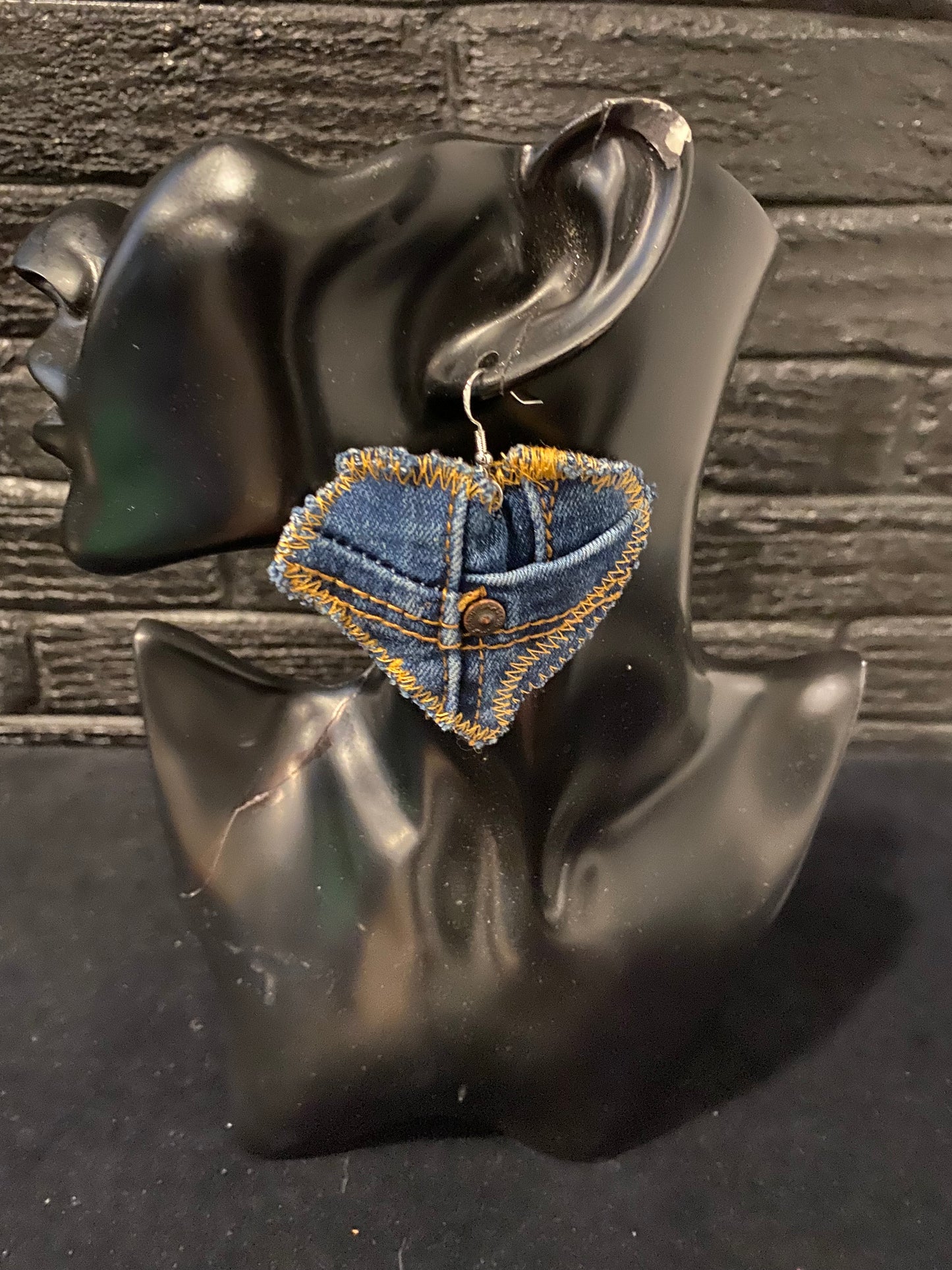 Medium Denim Heart Earrings