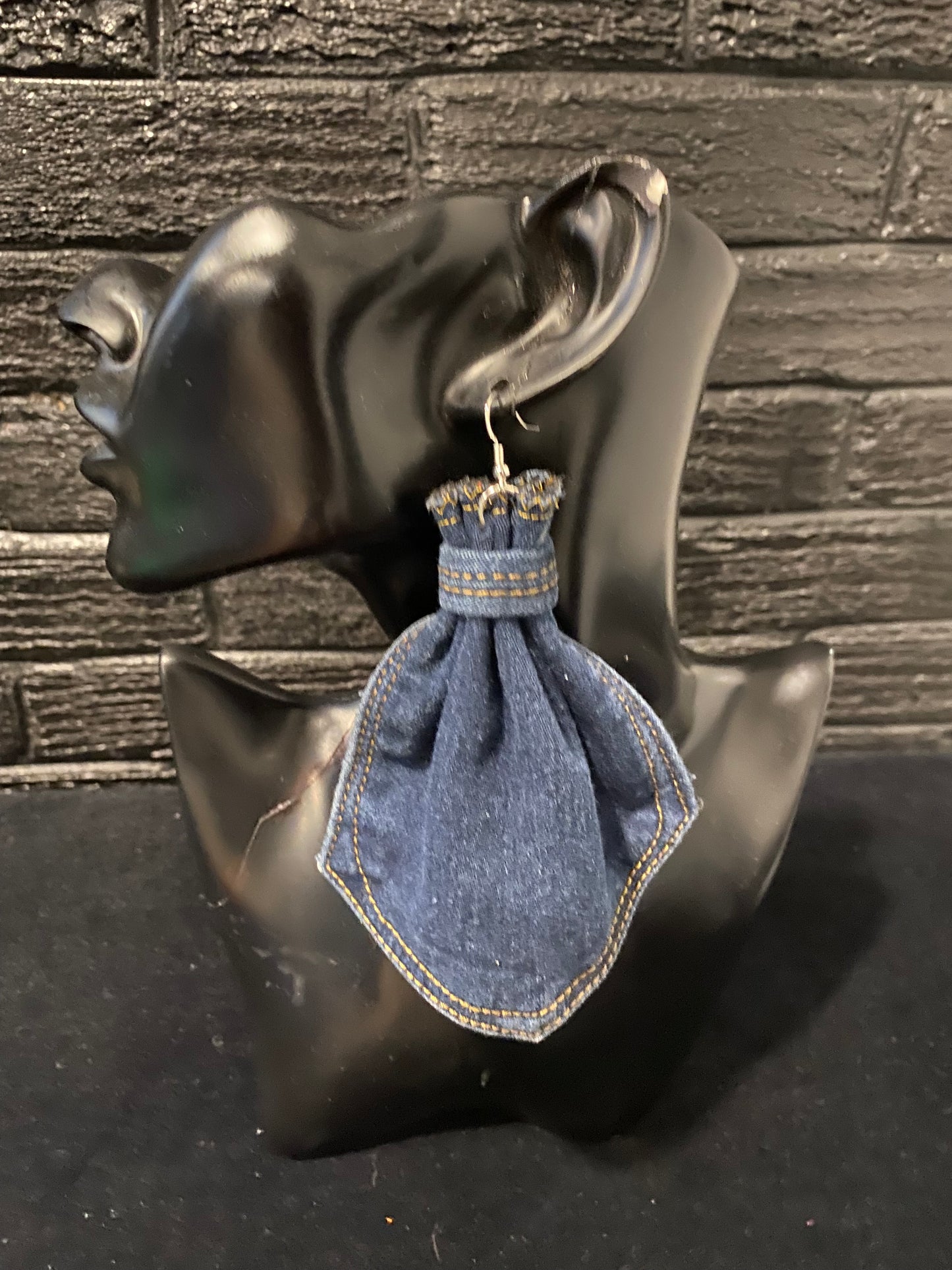 Large Denim Pocket Earrings